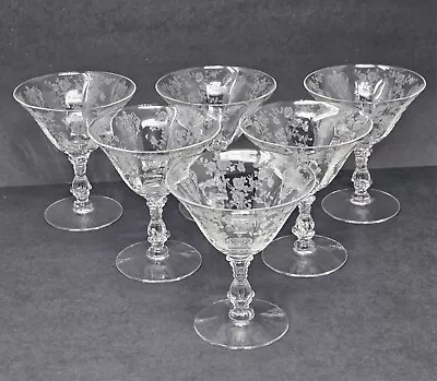 Buy Set Of 6 Vintage Cambridge Rose Point 4-3/4  Etched Champagn Glasses 1930-1950's • 42.39£
