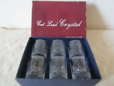 Buy Vintage Retro Boxed Set Of 6 Lead Crystal Cut Glass Whisky Tumblers Glasses 9cm • 19.99£