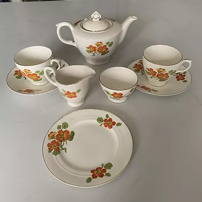 Buy Vintage 1930’s Newhall Pottery Nirvana Shape Marigold Floral Tea Set & Plate • 14£