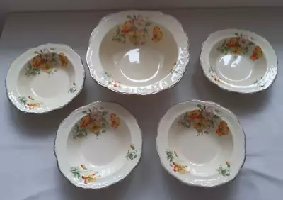 Buy Alfred Meakin Marquis Marigold Serving Bowl & 4 Smaller Dessert Bowls Collectors • 14.99£
