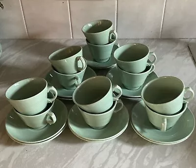 Buy Vintage Woods Ware Beryl Green Tea Cups & Saucers X 12  - Very Good Condition • 25£