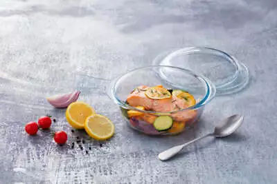 Buy Pyrex Glass Round Casserole Dish With Lid  Microwave Safe Transparent • 13.09£