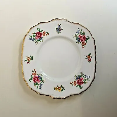 Buy Colclough Bone China Cake Serving Plate- Pink Roses And Floral Pattern Gilt Edge • 14.99£