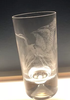 Buy Dartington Glass Tumbler Etched Glass Heron H:13 W:6 Cm • 11.99£