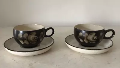 Buy 2 X Denby Bakewell Tea/ Coffee Cups And Saucers Brown Retro Stoneware Vintage • 15.99£