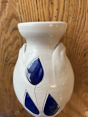 Buy Vintage Colonial Williamsburg Pottery Vase Hand Painted Blue Cobalt Salt Glaze • 21.04£