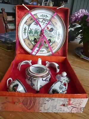 Buy Beautiful Vintage Mini Hand Painted China Tea Set In Box Teapot Tray 4 Cups • 24£