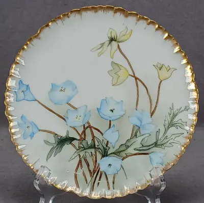 Buy GDM Limoges Hand Painted Blue & Yellow Floral & Gold 8 1/8 Inch Plate C. 1891 • 82.04£