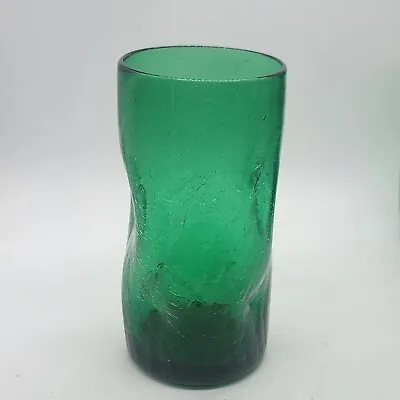 Buy Blenko 418L Emerald Green Crackle Glass Tumbler • 14.47£