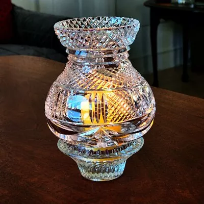 Buy Crystal Etched Cut Glass Candle Holder W/Chimney Hurricane Lamp Shade C.1940-50 • 47.98£