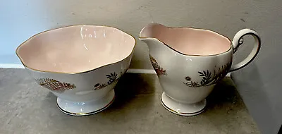 Buy Vintage EB Foley China Milk And Sugar Bowl Pale Pink Interior, Gorgeous • 7.50£