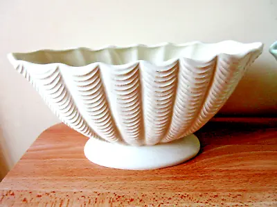 Buy Vintage Dartmouth Pottery White Art Deco Style Mantle / Boat Vase • 14.99£