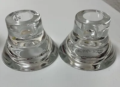 Buy Pair Swedish Design K & M Hagberg Reversible Two Way Glass Candle Holders • 10£