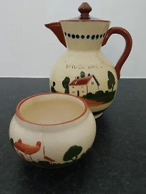 Buy Vintage 'MOTTO WARE' Teapot (Torquayware) And Sugar Bowl (Dartmouth Pottery) • 32£