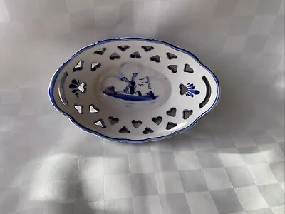 Buy Delft Ware Vintage Hand Painted Blue Windmill Oval Bowl (78a) • 6.65£