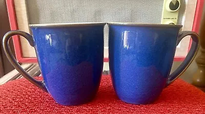 Buy DENBY Imperial Blue Stoneware Beaker Straight Mugs Cups Pair (2) • 18£