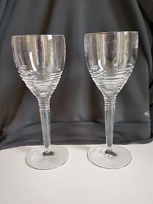 Buy 2 Stuart Crystal Jasper Conran Strata Wine Glasses.Signed 25cm 10 Inch Tall #2 • 140£