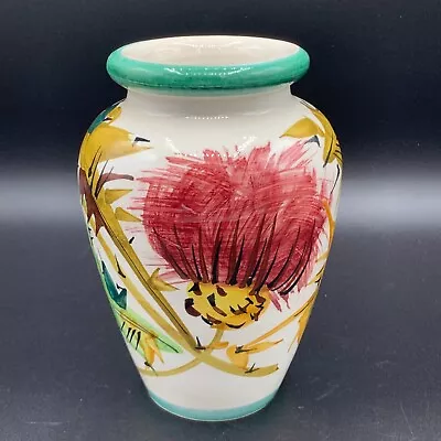 Buy Vintage Hand Painted Italian Pottery Vase Autumnal Floral Thistle Design 16cm • 12.99£