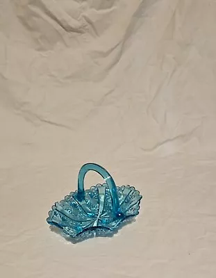 Buy Antique George Davidson Blue Vaseline Pearline Glass Basket Bowl Vase • 8£