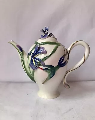 Buy Franz Porcelain Hummingbird Iris Flower Teapot Coffee Pot • 80£