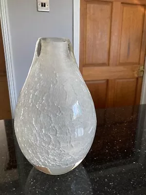 Buy Mid 20th Century Art Glass Vase White Crackle Effect Interior • 100£