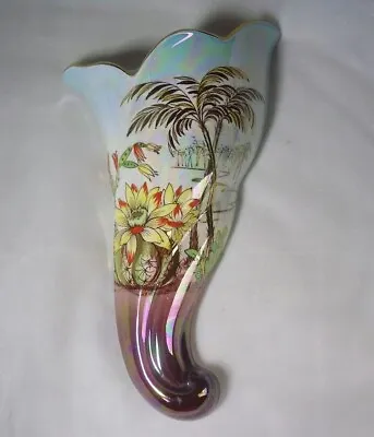 Buy Vintage Royal Winton Tropical Floral Design Lustre Wall Pocket Vase • 14.99£