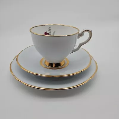 Buy Royal Stafford Tea Trio Light Grey With Floral Theme Bone China Vintage • 14.99£