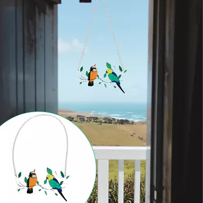 Buy Birds On Wire Stained Glass Window Hanging Suncatcher For Patio Decor & Gifts • 10.35£