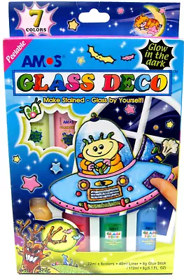 Buy Amos Peelable Glass Art Paint Stain Sets Patterns, Outliners, Sparkle & Confetti • 15.95£