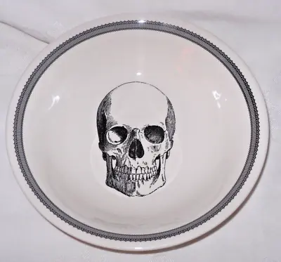 Buy Dinnerware White ROYAL STAFFORD England GOTHIC Skeleton Black SKULL Serving Bowl • 23.65£
