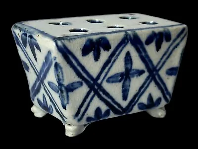 Buy Fine Antique Dutch Delft Flower Brick Blue And White Ceramic Small In Size • 175£
