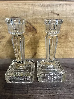 Buy Vintage Pair Of  CUT GLASS  Clear Glass Candlesticks/holders  • 17£