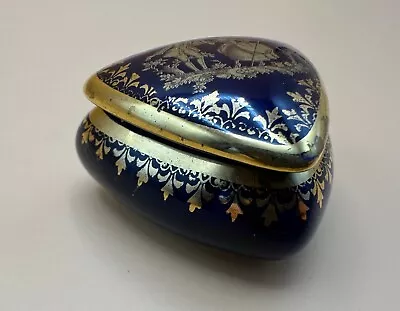 Buy Limoges France Courting Couple Cobalt Blue Gold  Porcelain Small Trinket Box • 14.25£