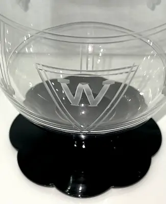 Buy Black Lily Pad Glasses Weston 24Pcs 6ea Of 4 Sizes Etched MONOGRAM W VTG 30s JCS • 85.34£