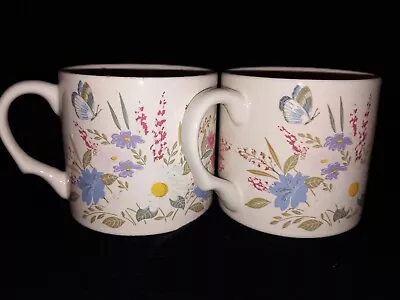 Buy Rare Poole Fleur Fine Stoneware , 2 X Floral With Butterflies Mugs / Can / Cup • 12.99£