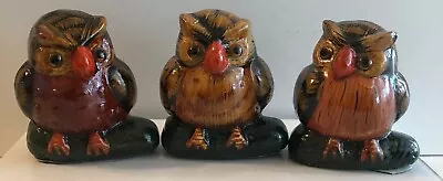 Buy 3 Small Pottery Owls. 3 Different Designs • 8£