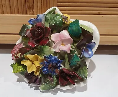 Buy Vintage Royal Adderley Floral Flowers In A Shell Basket-1950's • 18£