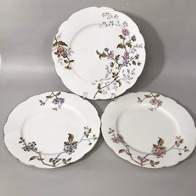 Buy Antique B.D Limoges Set Of 3 Hand Painted Dessert Plates France 8.3” Dia. • 46.99£