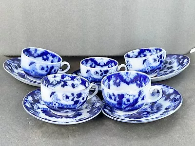 Buy Vintage Royal Staffordshire Pottery Blue White Willow Style Tea Cups & Saucers • 39.99£