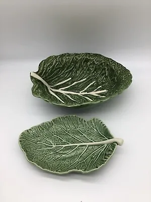 Buy Set Of 2 Serving Dishes Made In Portugal Cabbage Leaf Green Design • 53.08£