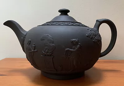 Buy Antique Victorian Wedgwood Jasperware Black Basalt Teapot Collectable Excellent • 120£