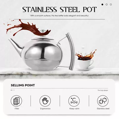 Buy 2L Stainless Steel Teapot Coffee Pot W Tea Leaf Infuser Filter Water Kettle UK • 10.89£