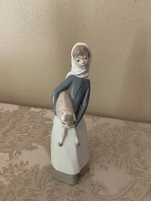 Buy Lladro 4584  Girl With Lamb Sheep  Porcelain Figurine 11  Tall • 75.87£