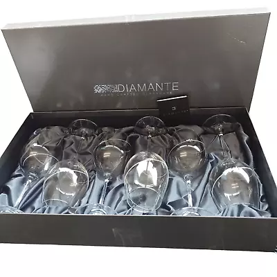 Buy Diamanté Glassware Crystal Trumpet With Crystal Wine Glasses Set • 9.99£