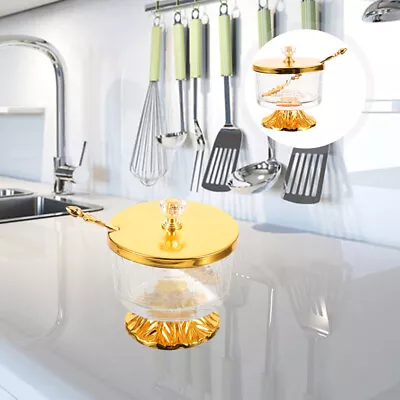Buy Clear Glass Seasoning Box With Lid And Spoon For Kitchen • 14.58£