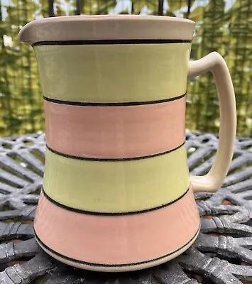Buy Langley Stoneware Pottery Jug Green And Pink Stripe • 20£