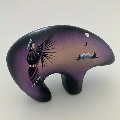 Buy Navajo Native American Art Pottery Hand Painted Purple Spirit Bear • 26.46£