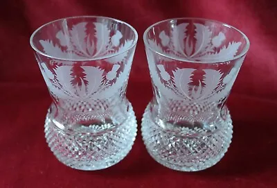 Buy Edinburgh Crystal Thistle Pattern - Pair Of Large Whisky Glasses / Old Fashioned • 180£