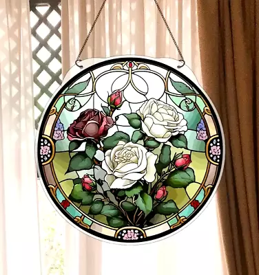 Buy White Rose Design Suncatcher Hanging Window / Home Decor Christmas Gift • 6.85£