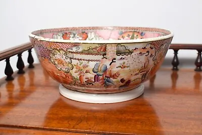 Buy Large Antique English New Hall Porcelain Punch Bowl • 25£